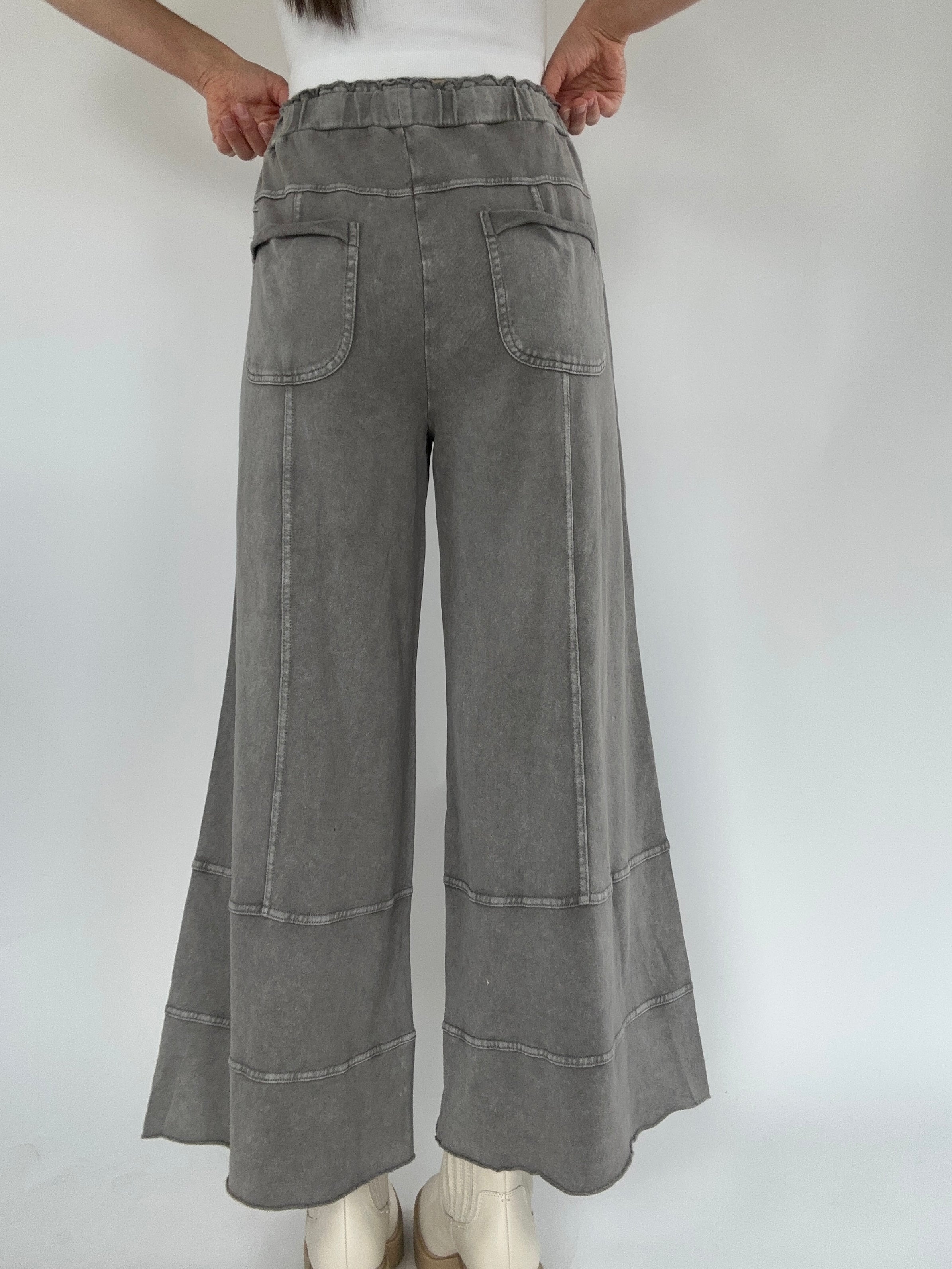 Traveller Wide Leg Pants Ash Back