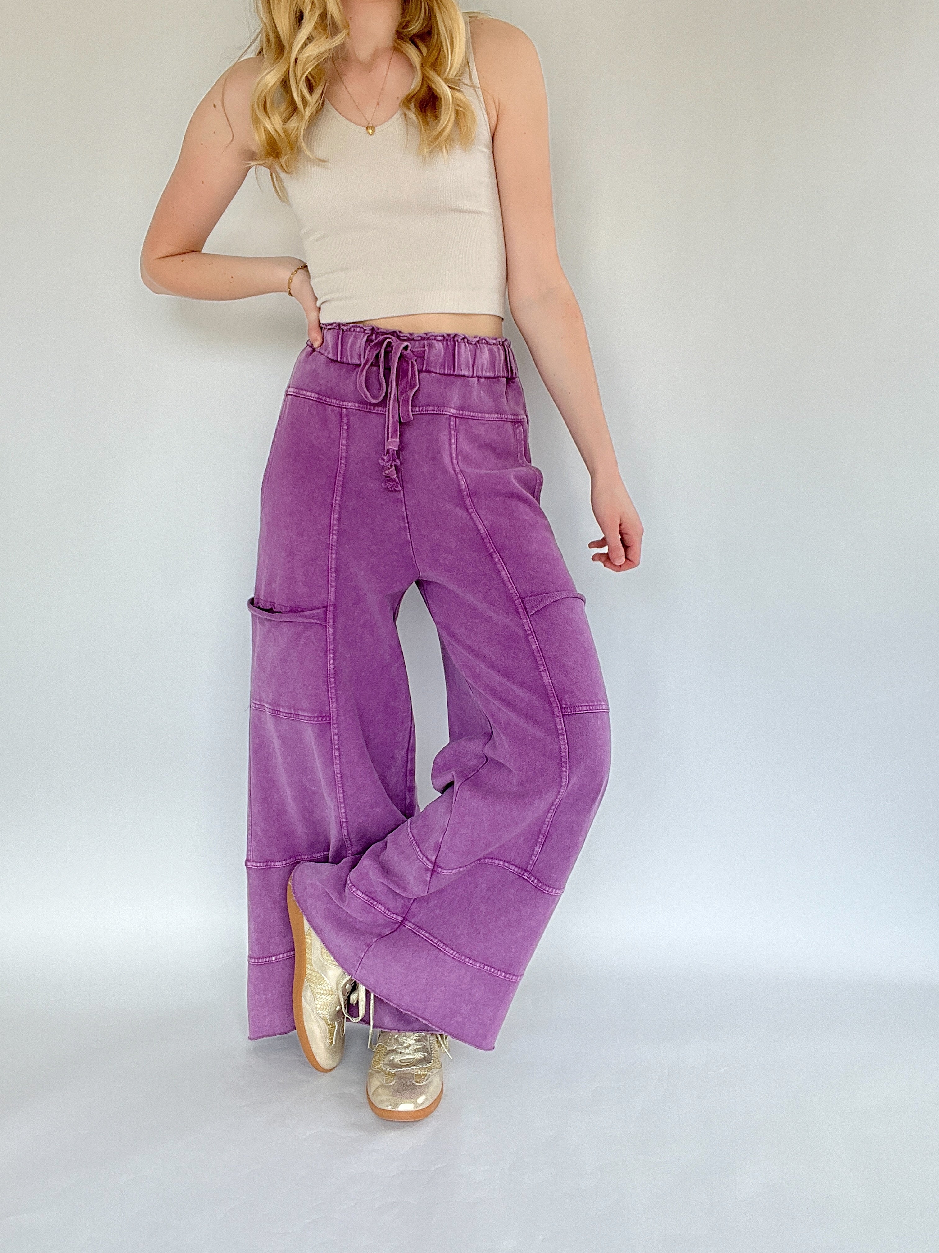 Traveller Wide Leg Pants Grape Front
