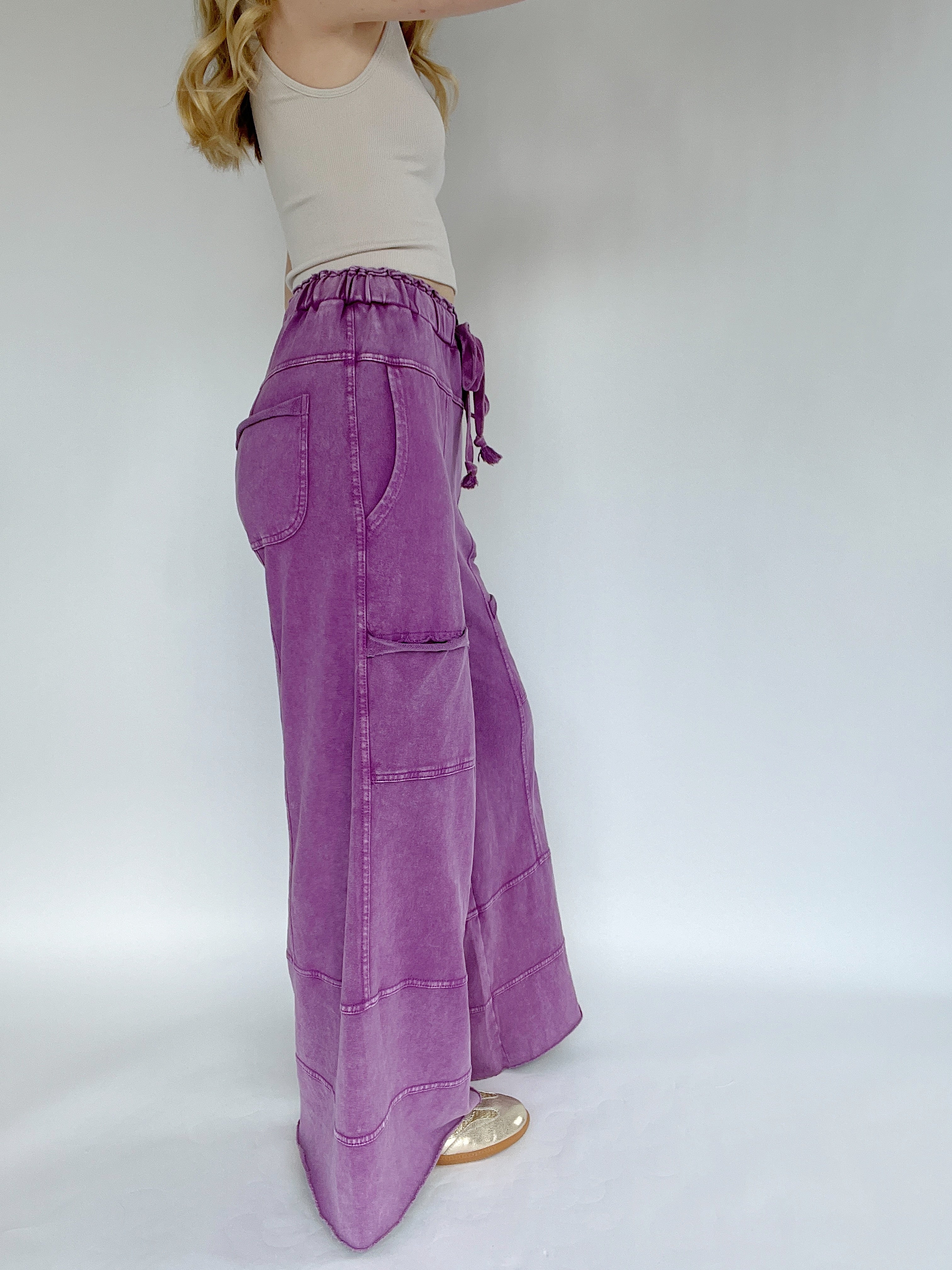 Traveller Wide Leg Pants Grape Side