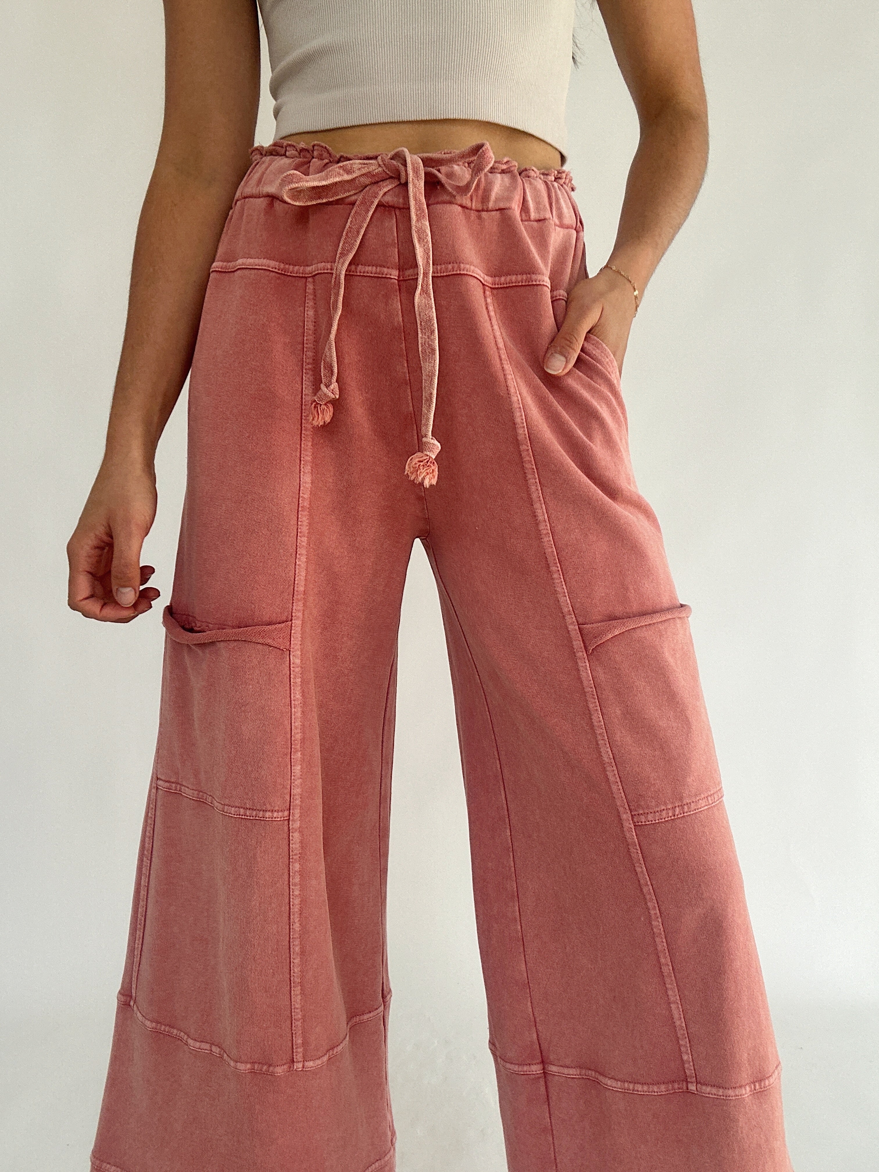 Traveller Wide Leg Pants Mauve Waist
