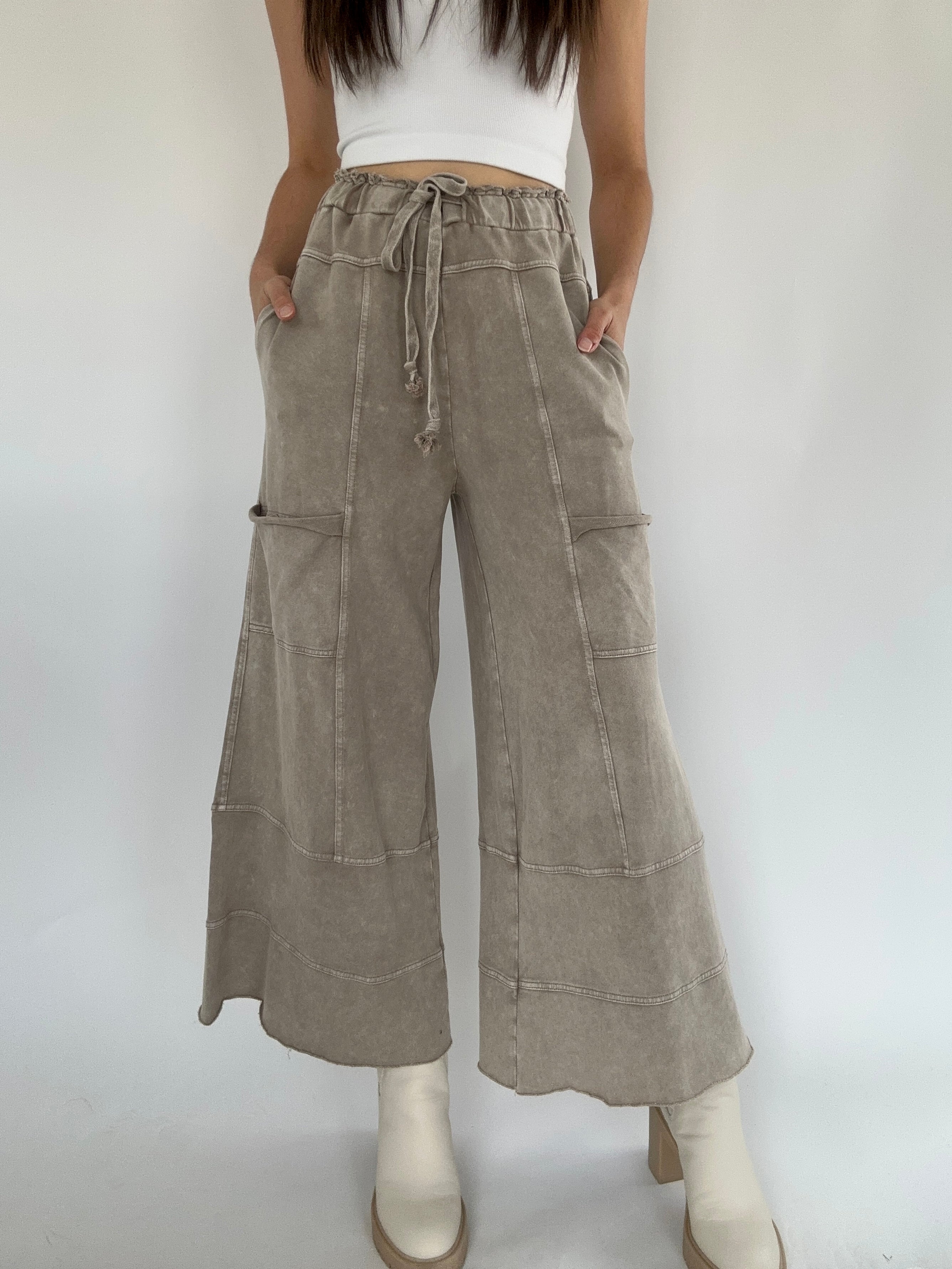 Traveller Wide Leg Pants Mushroom