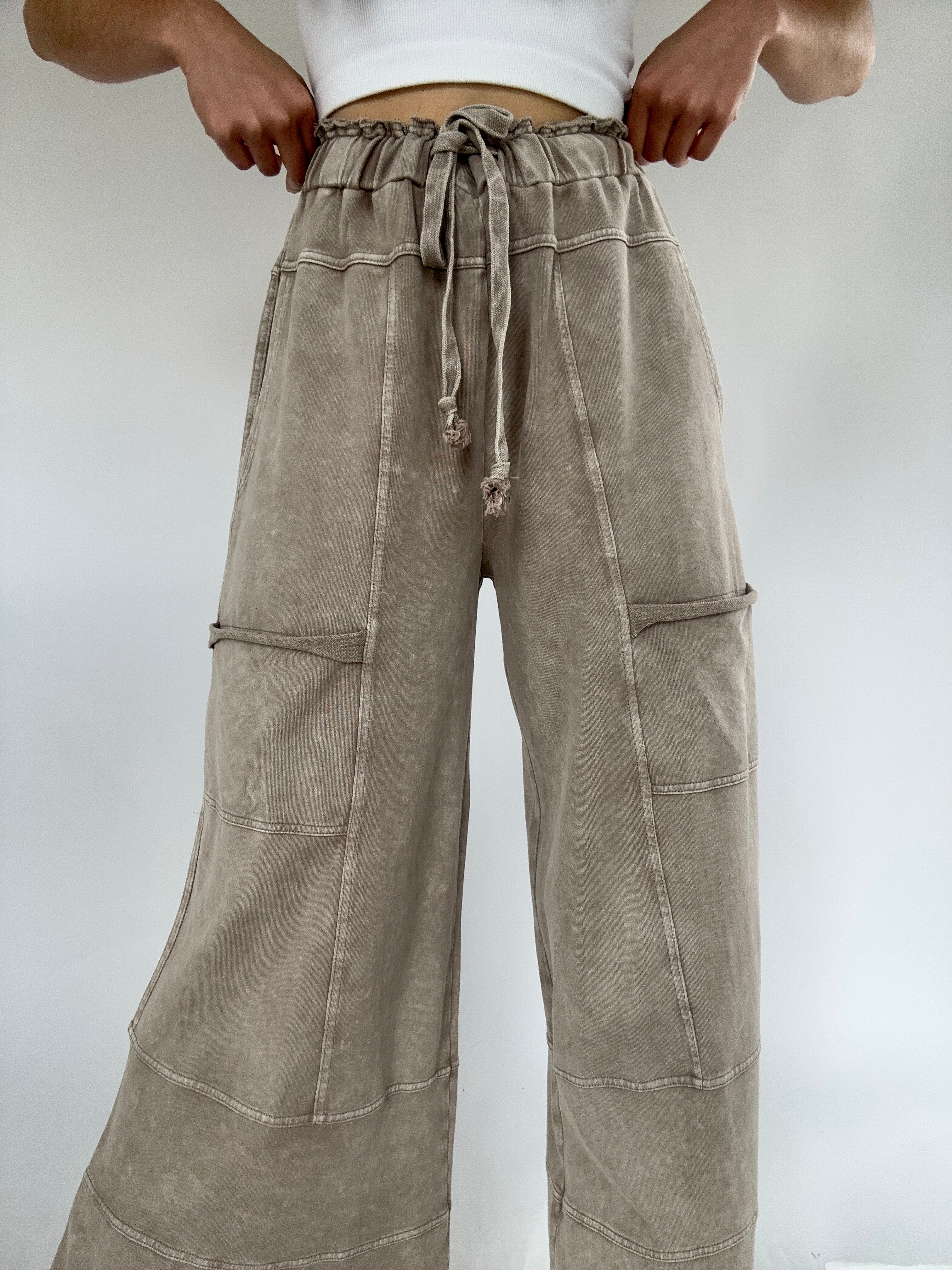 Traveller Wide Leg Pants Mushroom Waist