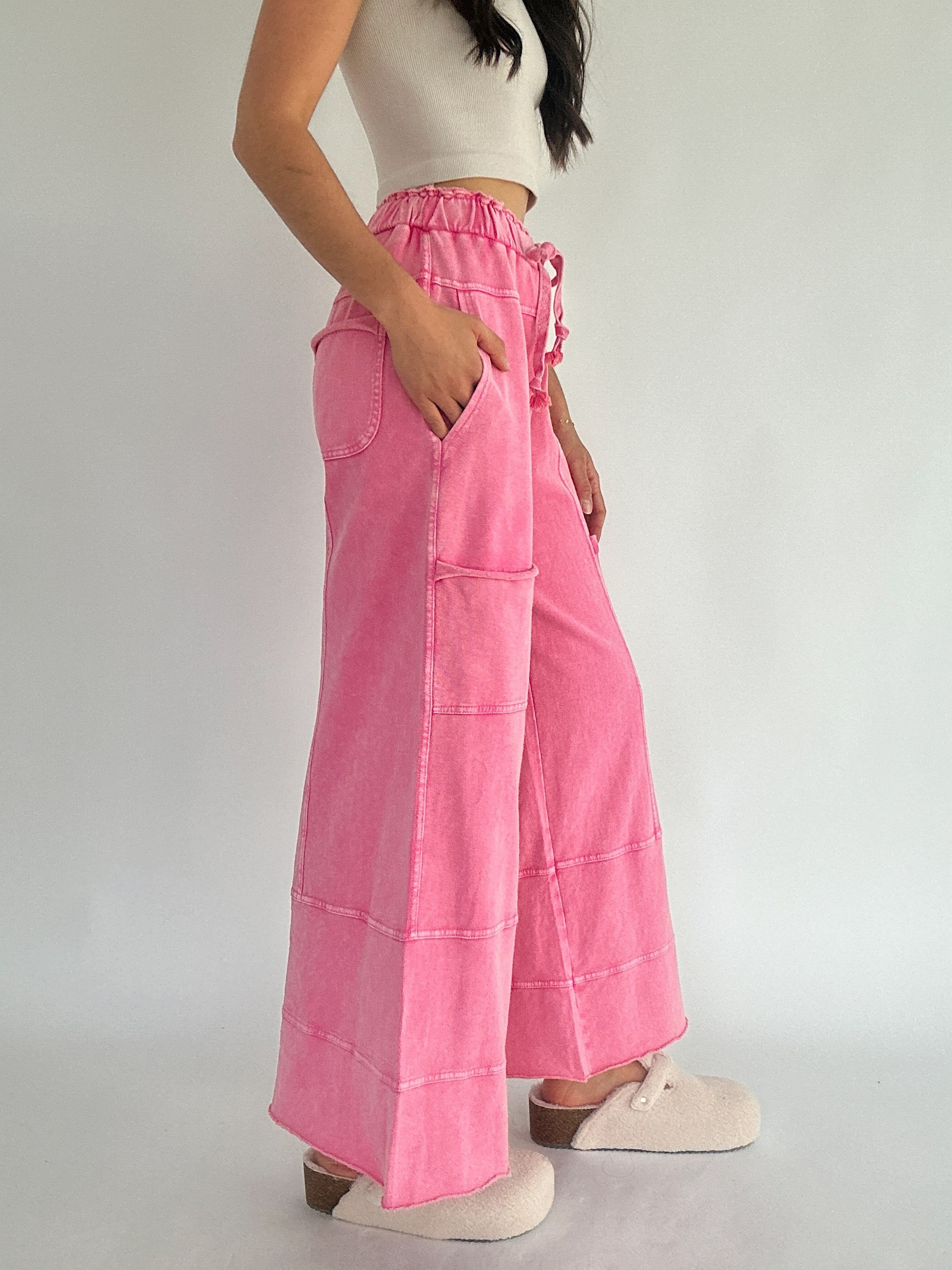 Traveller Wide Leg Pants Pink Side