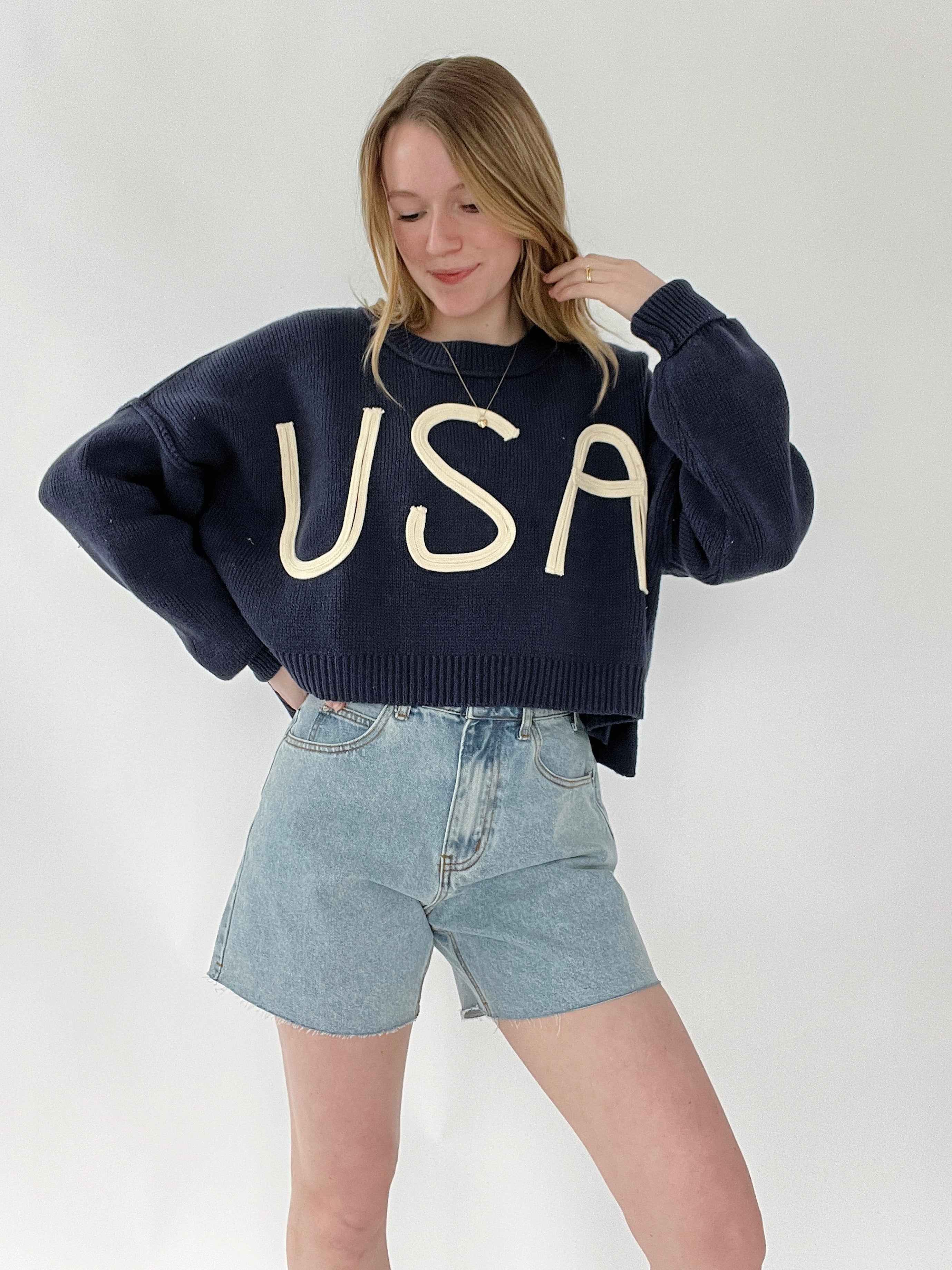 USA Cropped Sweater