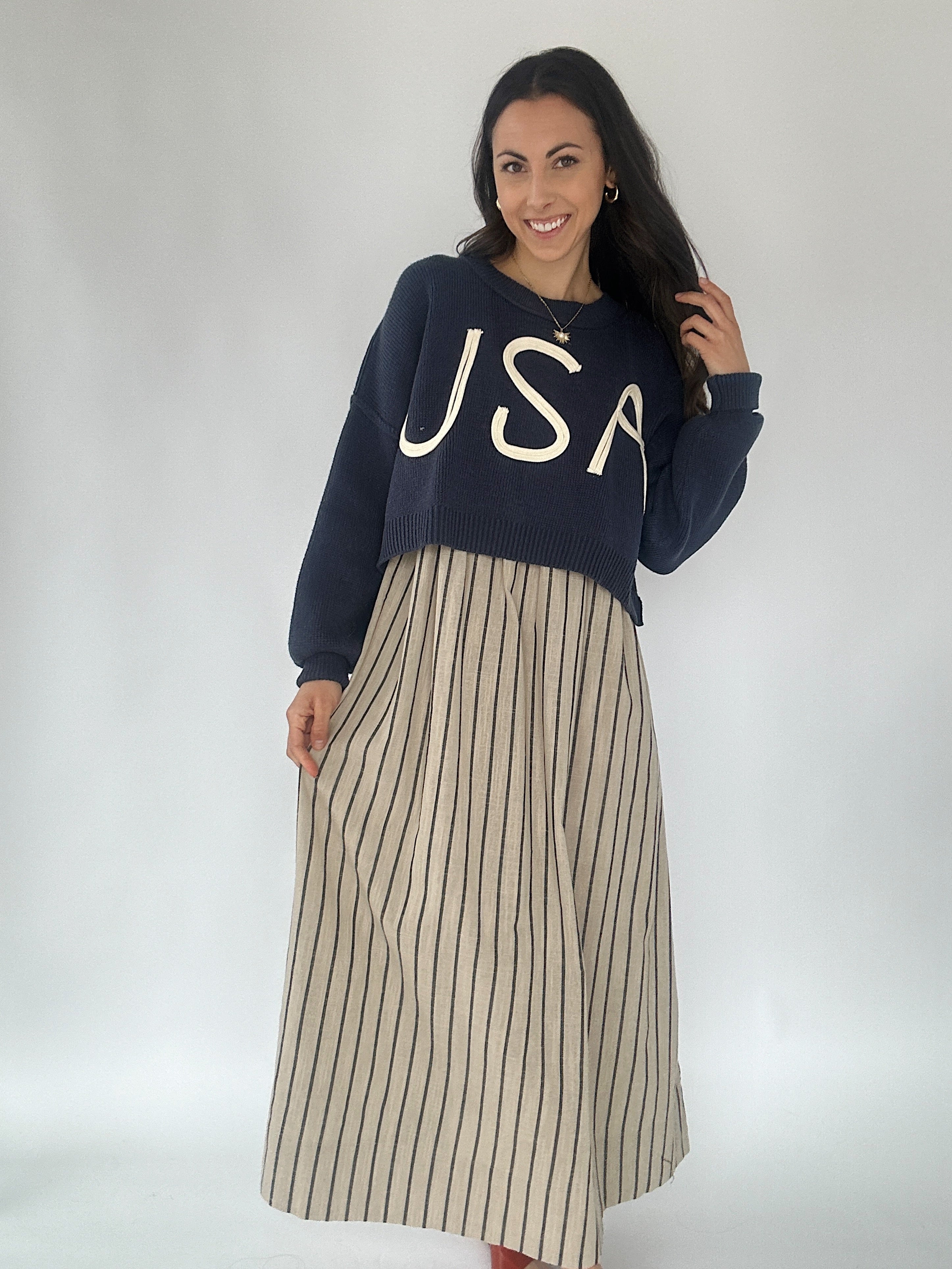USA Cropped Sweater With Dress