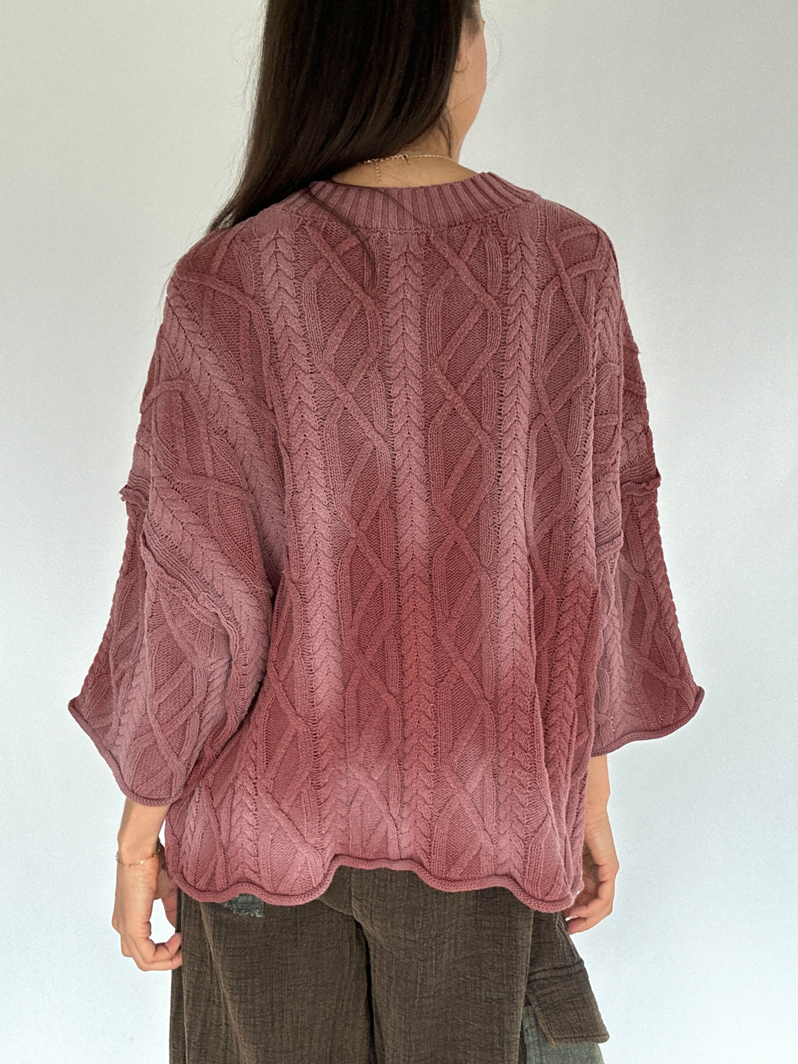 Wait Up Cable Sweater Back