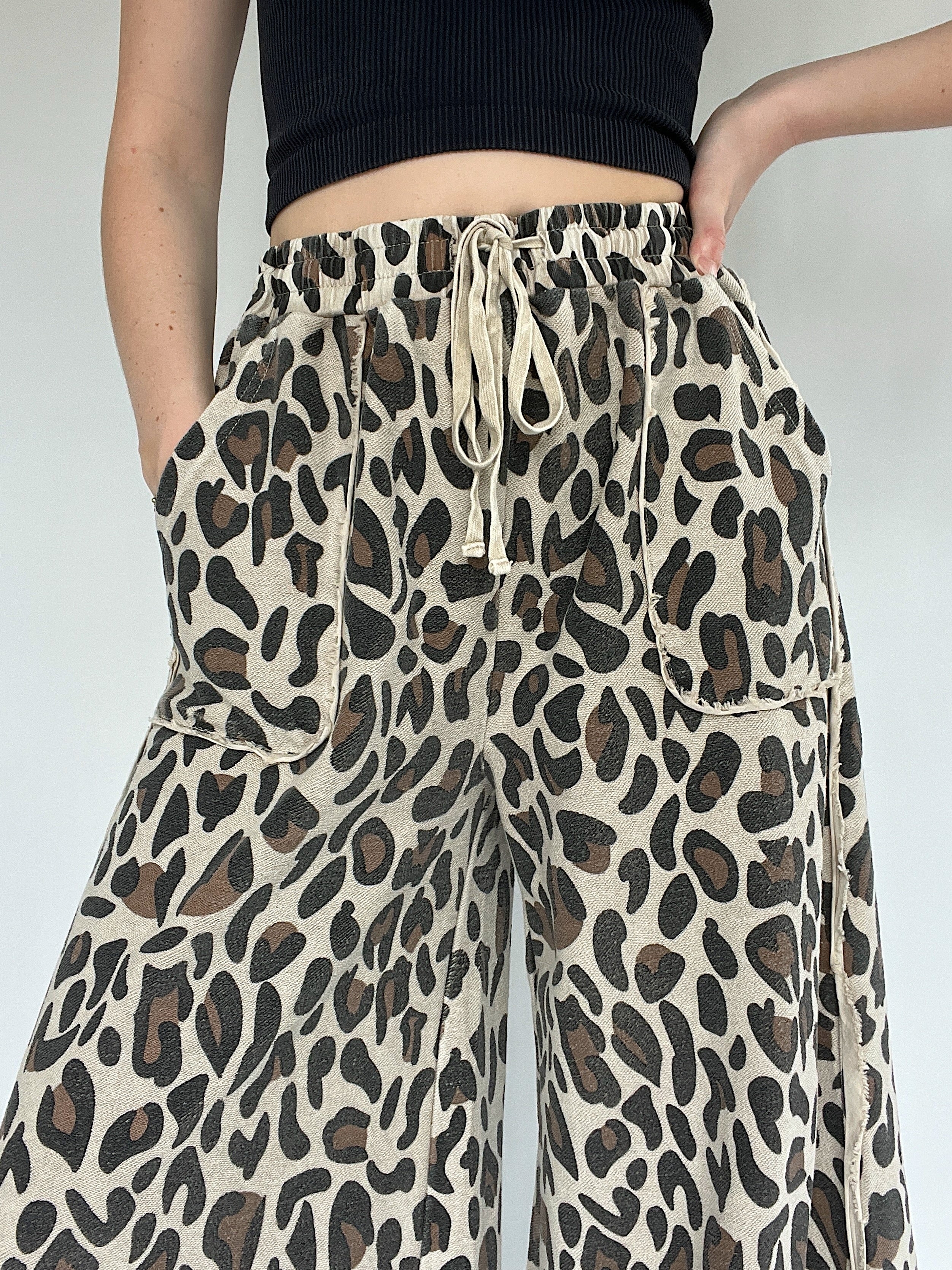 Wild Dream Leopard Wide Leg Pants Mushroom Top