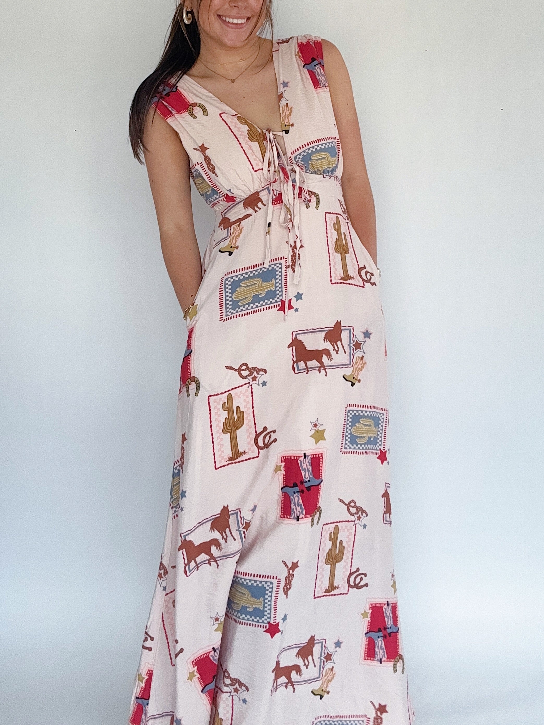Wild West Maxi Dress Front Pockets