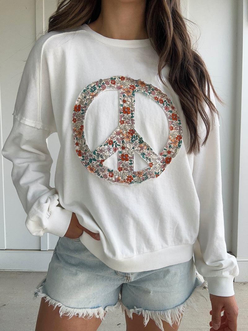 Peace Sign Sweatshirt - Off White
