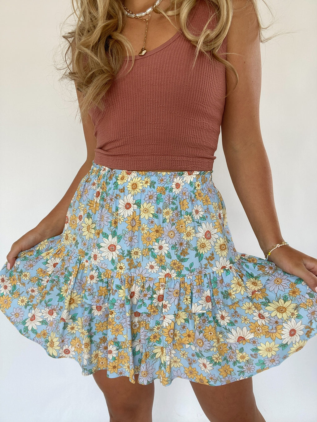 Floral Sky Mini Skirt