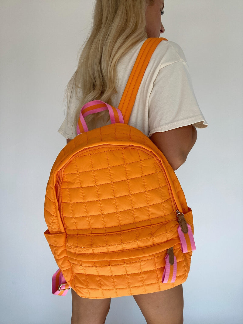 Ezra Quilted Backpack - Orange