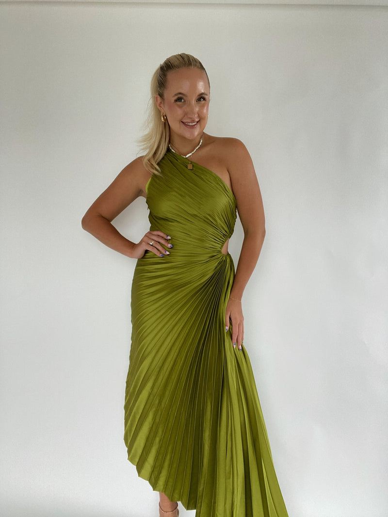 Cora Pleated Maxi Dress - Green