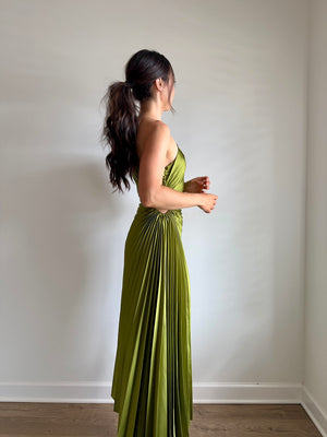 Cora Pleated Maxi Dress - Green