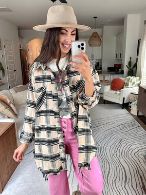 Nowhere To Be Plaid Top