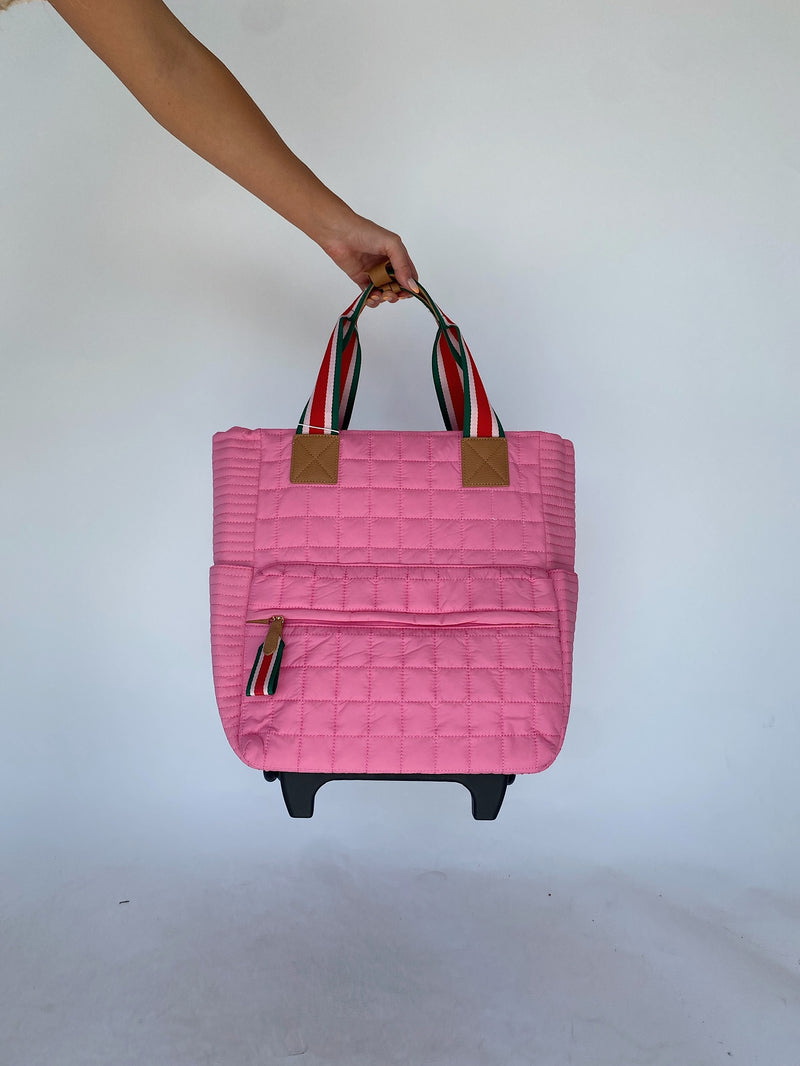 Ezra Quilted Roller Tote - Pink