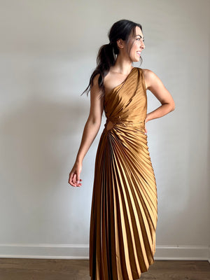 Cora Pleated Maxi Dress - Copper