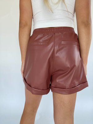 Lany Faux Leather Shorts - Dark Mauve