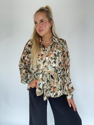 Water Color Button Down Top