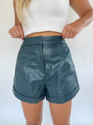 Lany Faux Leather Shorts - Teal