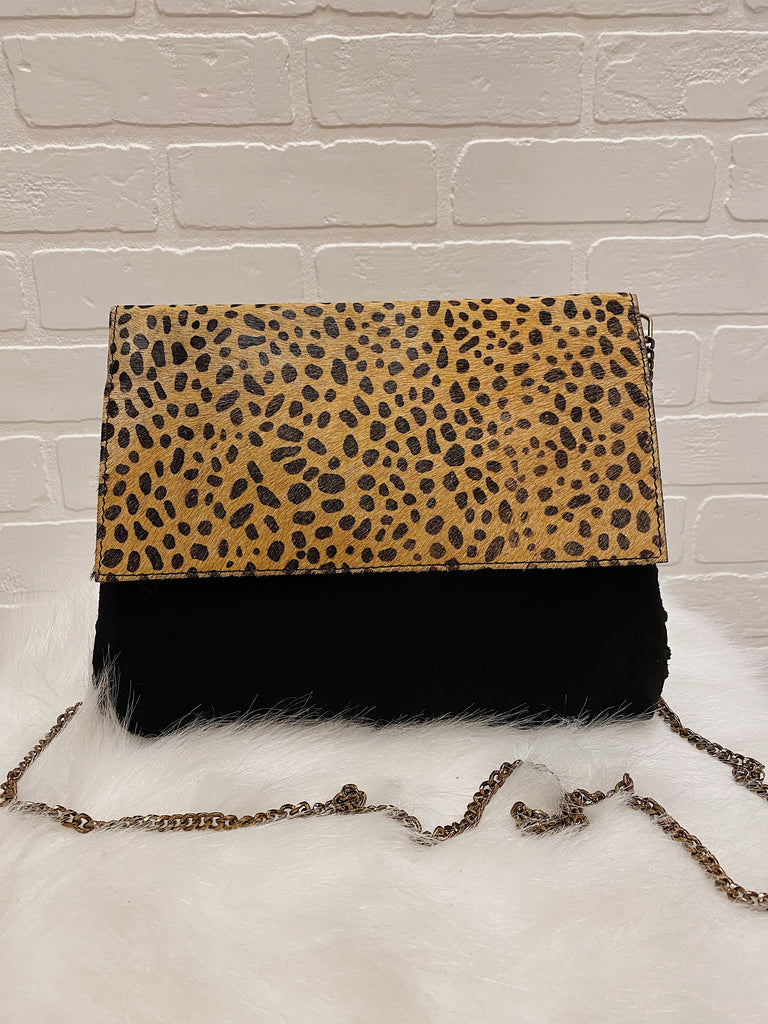 Black Cheetah Crossbody Bag