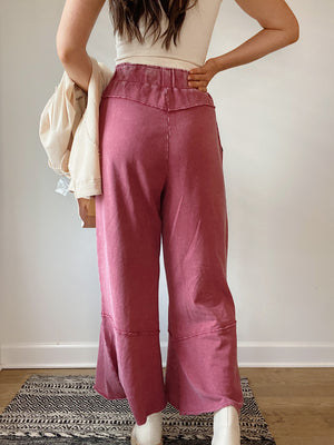 Back Road Wide Leg Pants - Berry