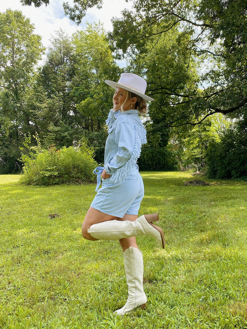 Outlaw Fringe Denim Romper