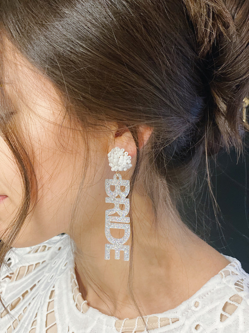 Bride Earrings - White
