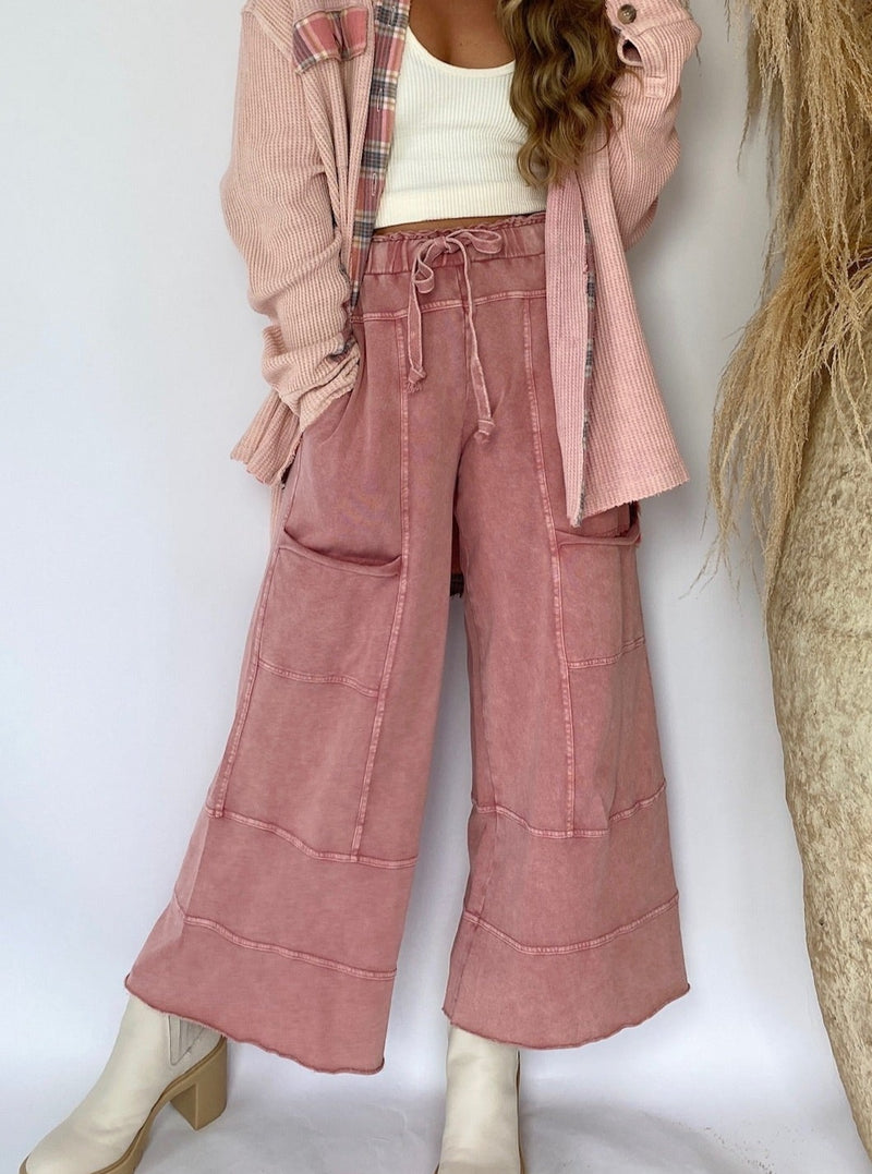 Traveller Wide Leg Pants - Mauve