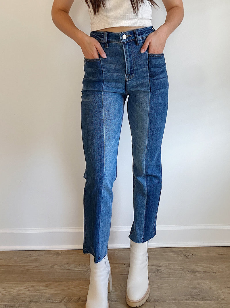 Audrey Two Tone Straight Jeans