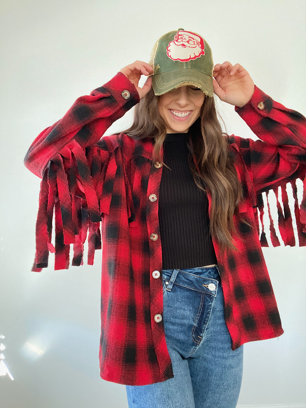 Reminds Me Of Home Fringe Shacket - Red