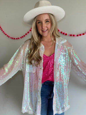 Endless Night Sequin Top - White