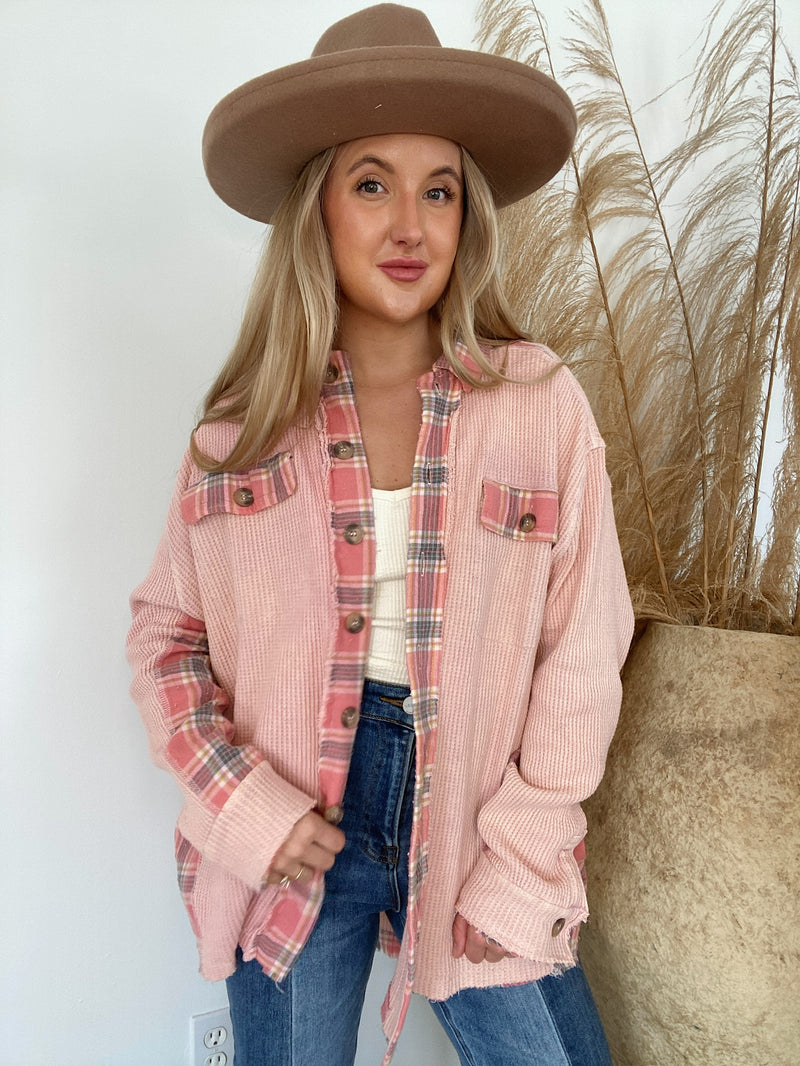 Talk Of The Town Shacket - Pink