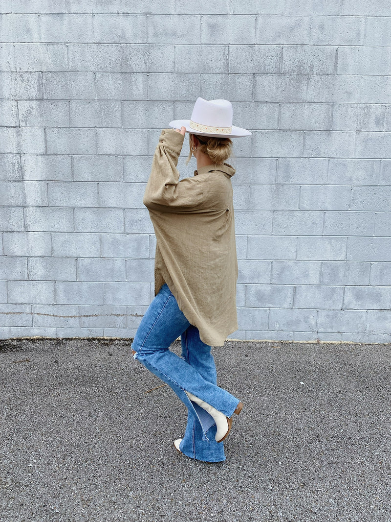 See You Through Button Down - Beige