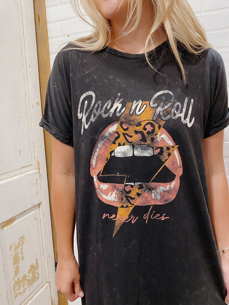 Rock N Roll Never Dies T-Shirt Dress
