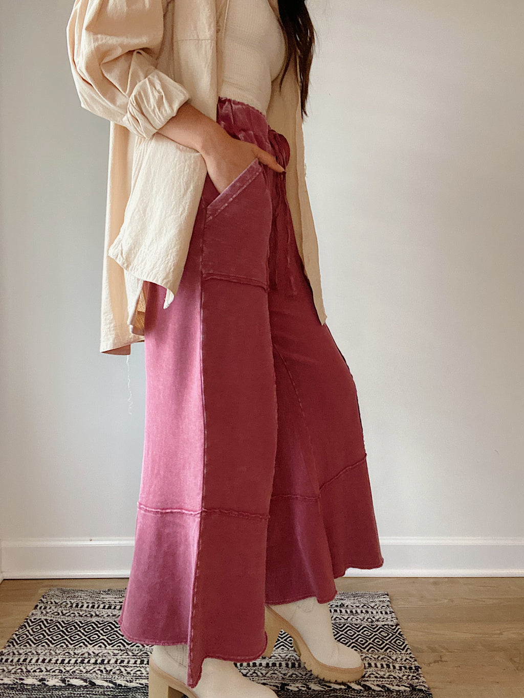 Back Road Wide Leg Pants - Berry